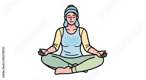 Woman Meditating in Lotus Position Serene Calm.