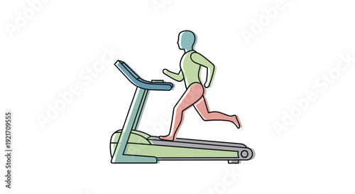 Woman Running on Treadmill Exercising Fitness.