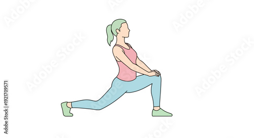 Woman Stretching Legs in Lunge Position.