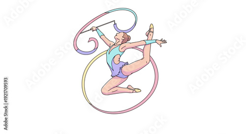 Rhythmic gymnast performing with ribbon.