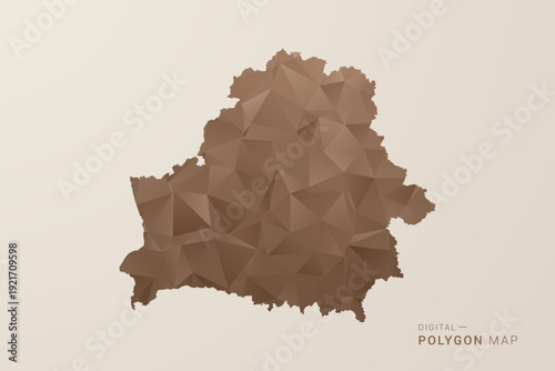 Belarus Map - Polygon Style Vector Illustration in Brown Gradient, Low Poly Geometric Design, Isolated on Beige Background for Infographics and Decoration.