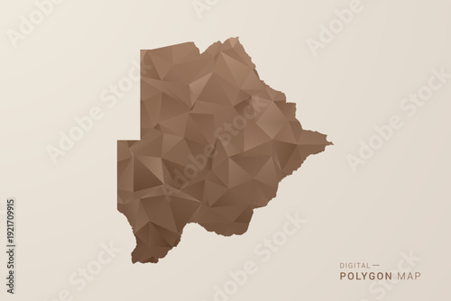 Botswana Map - Polygon Style Vector Illustration in Brown Gradient, Low Poly Geometric Design, Isolated on Beige Background for Infographics and Decoration.