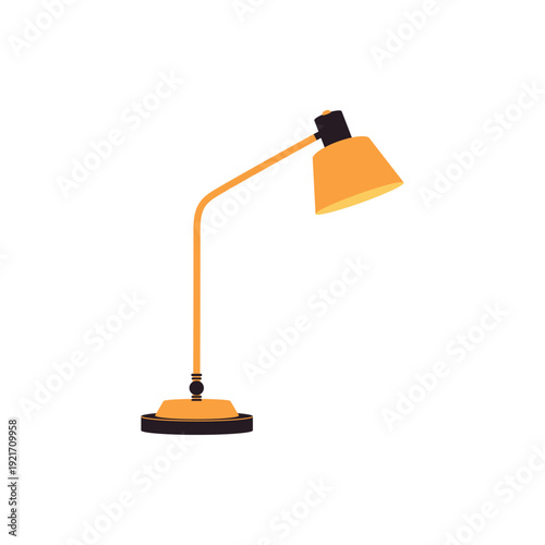 Modern desk lamp illustration in flat style isolated on white background. Minimal home lighting design for interior decor concepts, workspace graphics and furniture catalogs.