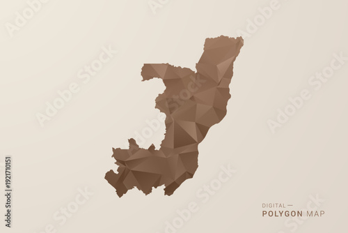 Congo Map - Polygon Style Vector Illustration in Brown Gradient, Low Poly Geometric Design, Isolated on Beige Background for Infographics and Decoration.