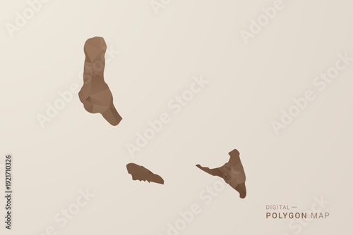 Comoros Map - Polygon Style Vector Illustration in Brown Gradient, Low Poly Geometric Design, Isolated on Beige Background for Infographics and Decoration.
