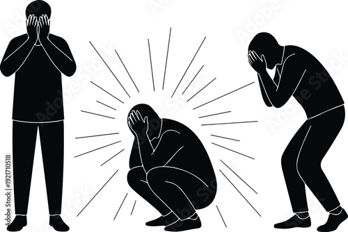 Anxiety Loop Silhouette Vector Illustration – Playful Overthinking Concept, Mental Spiral, Therapy Awareness Graphic, Emotional Stress Design