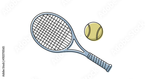 Tennis Racket and Ball Illustration.