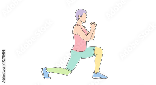Woman Exercising with Dumbbells in Lunge Position.