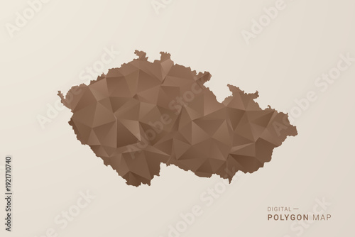 czech republic Map - Polygon Style Vector Illustration in Brown Gradient, Low Poly Geometric Design, Isolated on Beige Background for Infographics and Decoration.