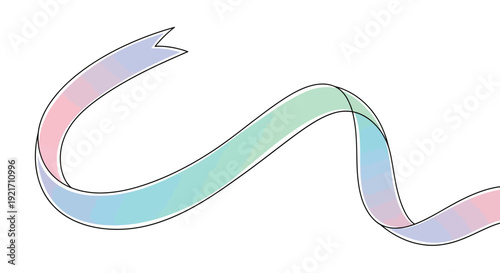 Pastel Colored Ribbon Waving Smoothly in Air.