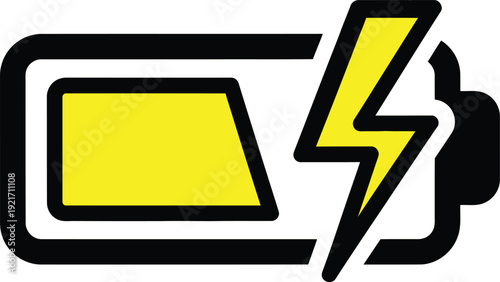 Charging battery with lightning bolt vector icon