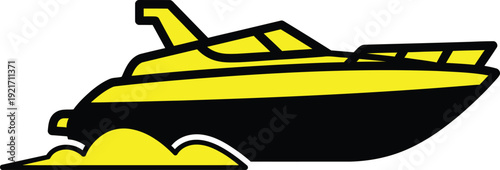 Yellow speedboat vector icon design