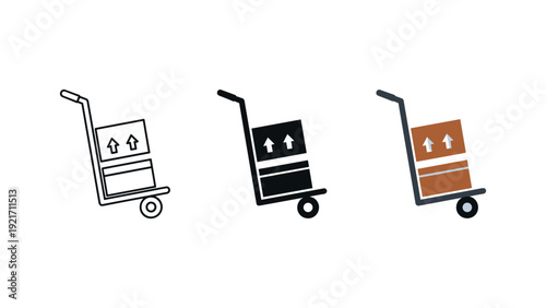 Clean and modern vector illustration of three minimalist shopping cart icons in different styles, perfect for ecommerce, retail, and online shopping web design projects.