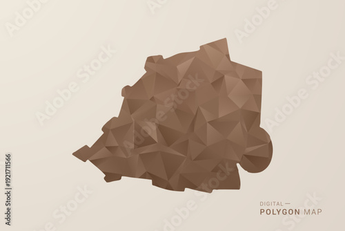 Holy See Map - Polygon Style Vector Illustration in Brown Gradient, Low Poly Geometric Design, Isolated on Beige Background for Infographics and Decoration.