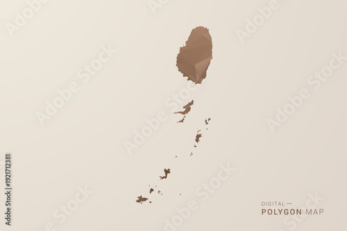 Saint Vincent and the Grenadines Map - Polygon Style Vector Illustration in Brown Gradient, Low Poly Geometric Design, Isolated on Beige Background for Infographics and Decoration.