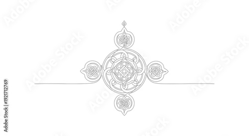 Elegant Islamic Geometric Ornament, Arabesque Design, Decorative Motif