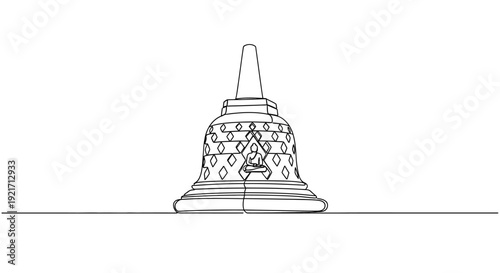 Buddhist Stupa Line Drawing - Borobudur Temple Landmark