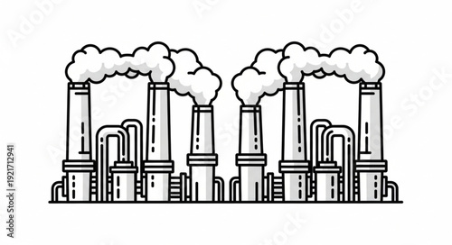 Industrial Factory with Smoking Chimneys.