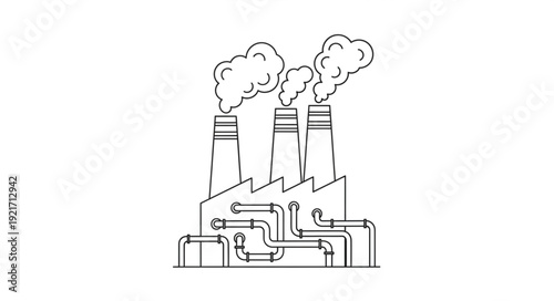 Industrial Factory with Smoking Chimneys.