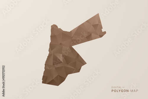 Jordan Map - Polygon Style Vector Illustration in Brown Gradient, Low Poly Geometric Design, Isolated on Beige Background for Infographics and Decoration.