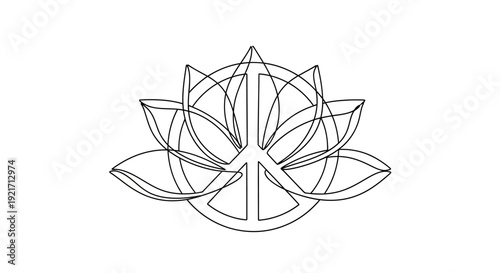 Peace Lotus Symbol Outline Vector Graphic