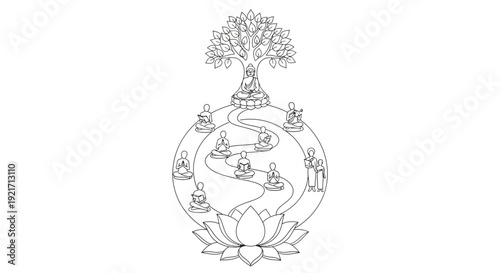 Zen Meditation Tree of Life Lotus Flower Enlightenment Journey