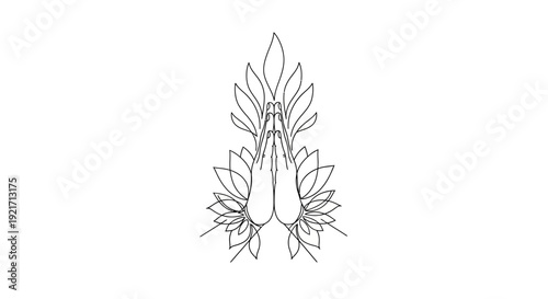 Praying Hands with Floral Ornate Design - Spiritual Symbol