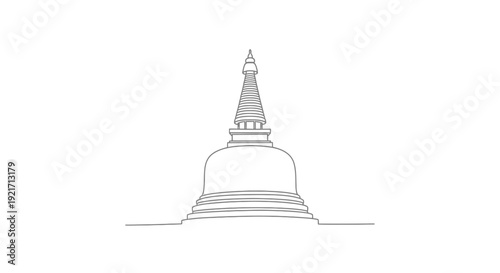 Buddhist Stupa Line Art Icon Vector Illustration