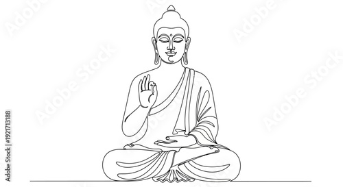Buddha Line Art Illustration - Meditation, Enlightenment, Serenity