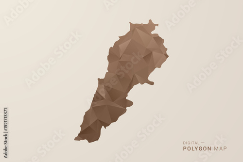 Lebanon Map - Polygon Style Vector Illustration in Brown Gradient, Low Poly Geometric Design, Isolated on Beige Background for Infographics and Decoration.
