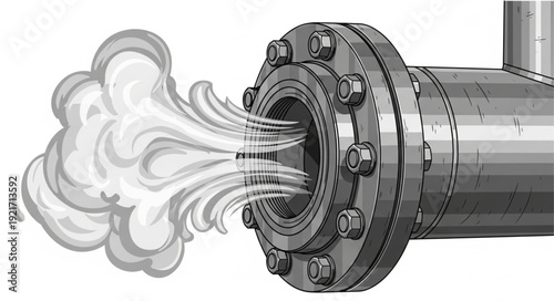 Industrial Pipe with Leaking Valve.