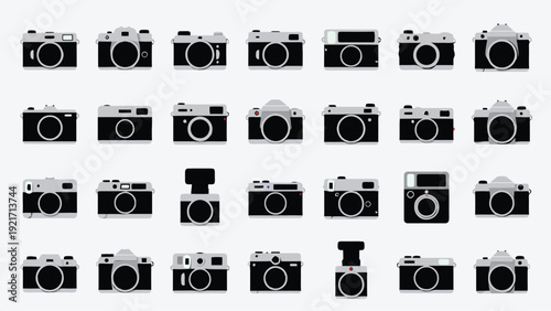 Vintage Cameras Collection: A diverse assembly of classic cameras, showcasing various designs and features, evoking a sense of nostalgia for the history of photography.