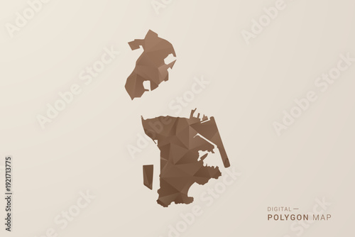 Macao Map - Polygon Style Vector Illustration in Brown Gradient, Low Poly Geometric Design, Isolated on Beige Background for Infographics and Decoration.