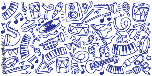 Hand drawn music festival element doodle vector illustration