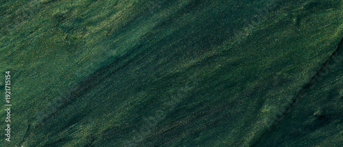 Photography Dark green oil paint brushstrokes with golden glitter particles on textured canv