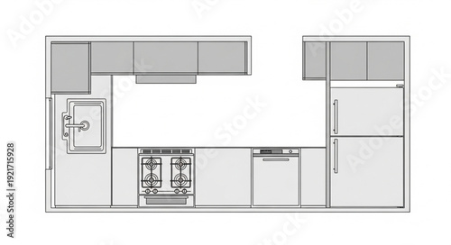Kitchen Floor Plan Design Illustration.