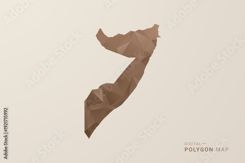Somalia Map - Polygon Style Vector Illustration in Brown Gradient, Low Poly Geometric Design, Isolated on Beige Background for Infographics and Decoration.