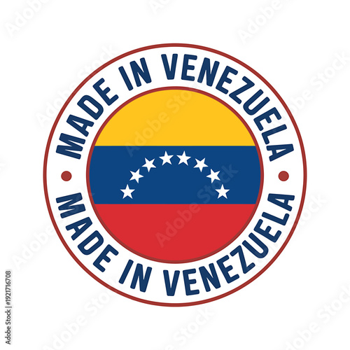 Made in Venezuela flag badge seal sticker  venezuelan product label  country of origin