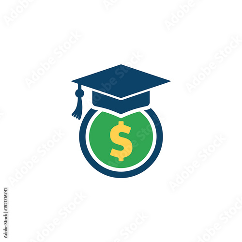 Graduation cap on a money bag with dollar sign symbol  education funding concept