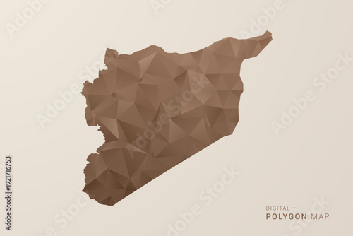 syria Map - Polygon Style Vector Illustration in Brown Gradient, Low Poly Geometric Design, Isolated on Beige Background for Infographics and Decoration.