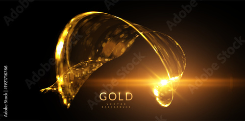 Golden shape composed of shimmering golden light trails, fireworks, and gold confetti vibe. For holiday marketing campaigns (New Year, Christmas), wedding invitation suites, anniversary announcements