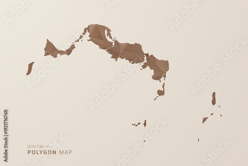 Turks and Caicos Islands Map - Polygon Style Vector Illustration in Brown Gradient, Low Poly Geometric Design, Isolated on Beige Background for Infographics and Decoration.