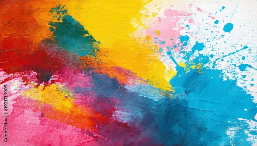 Fototapeta premium Abstract watercolor background of a bright blue sky with white clouds and sunny golden light reflecting a beautiful summer day in nature