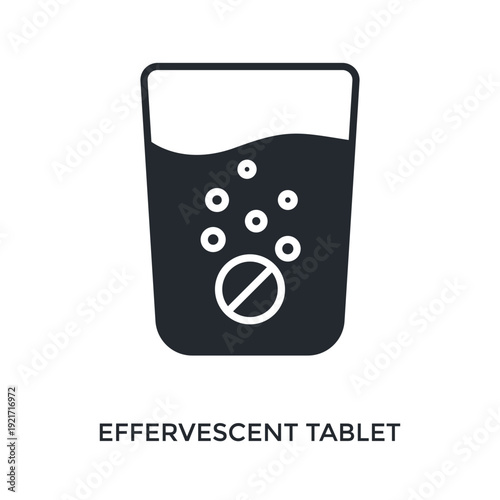 Effervescent Tablet Icon Glyph Style. Vector Illustration For Graphic Design