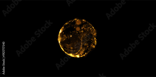 Golden sphere composed of shimmering golden light trails, fireworks, and gold confetti vibe. For holiday marketing campaigns (New Year, Christmas), wedding invitation suites, anniversary announcements