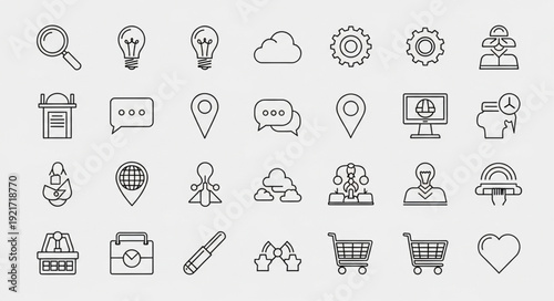 Collection of Hand Drawn Icons Representing Various Concepts.