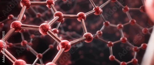 Abstract red molecular structure with glowing bonds