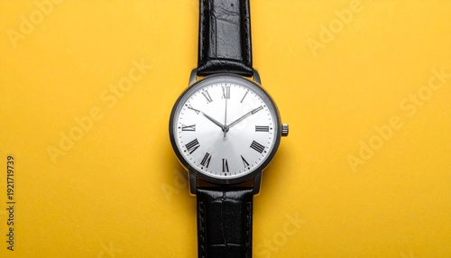 old clock on yellow  background