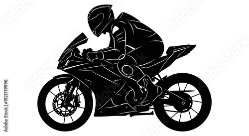 Silhouette of a motorcycle racer leaning into a turn showcasing speed and dynamic movement high quality