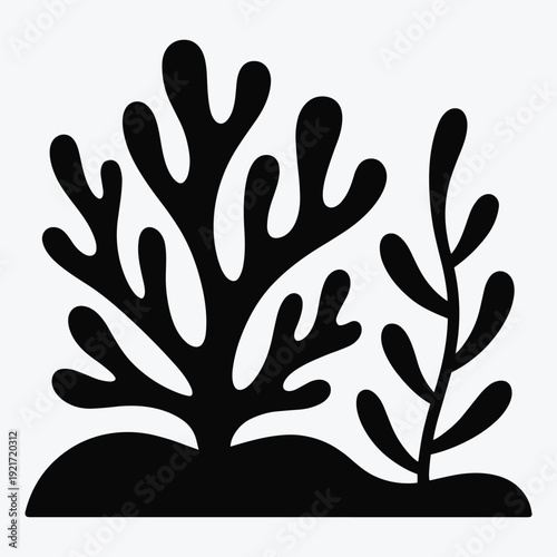 Coral reef illustration with seaweed on ocean floor